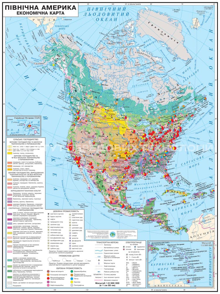 Economic Map of North America, 105x140, scale 1: 8 000 000, laminated on strips