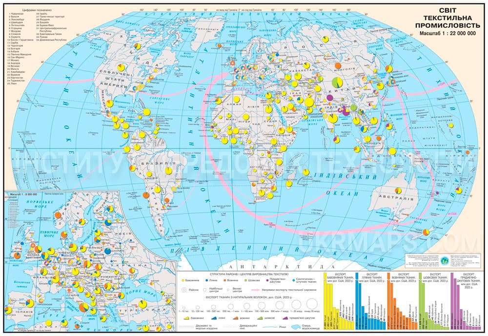 World textile industry map 160x110 M1: 22 000 000 banner